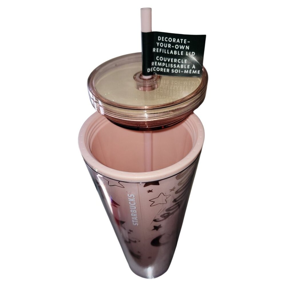 Starbucks Pink Moon & Stars Decorate Your Own Lid Tumbler 24 Oz - Picture 4 of 7